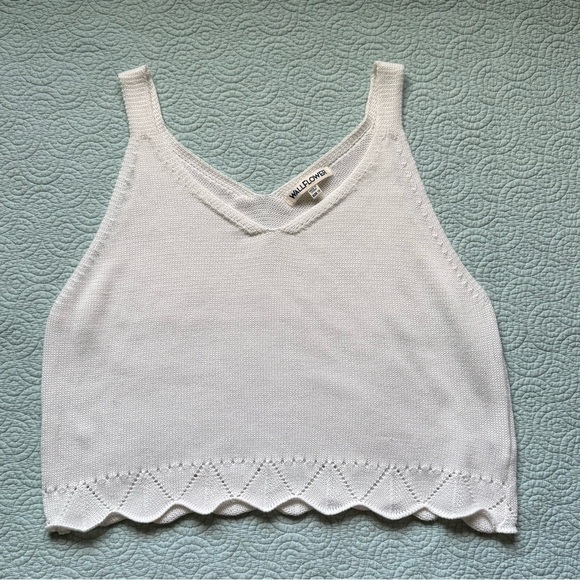 Wallflower White knit Crop Tank Top plus size 1x 100% polyester - Picture 3 of 10